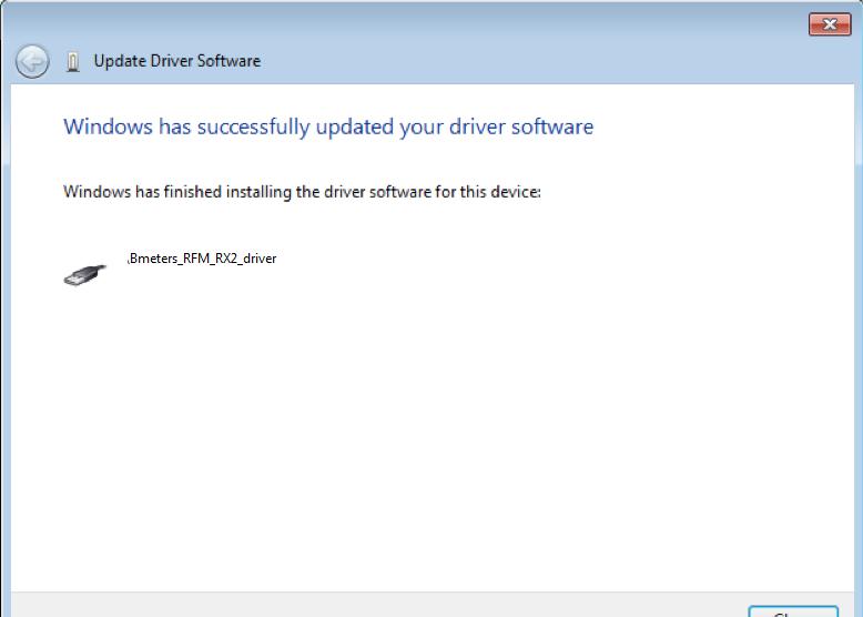 When the following window appears, the manual installation of the driver can be considered successfully completed and the transceiver "RFM-RX2" is ready for use.