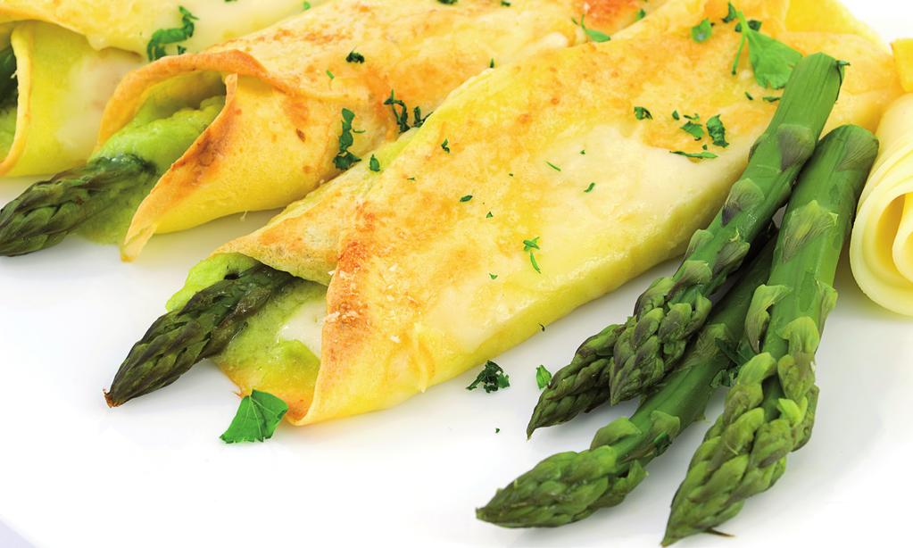 Dal maggio al 3 maggio 207 Crêpes vegane agli asparagi (per circa 4 persone) CRÊPES 00 gr riso originario amido di mais (maizena) 30 gr bevanda di soja Provamel pizzico di sale ½ cucchiaino di