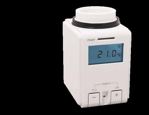 Termostato radio per caloriferi Il termostato radio EK760 per valvole termostatizzabili completa l offerta Hager sicurezza consentendo una facile gestione del riscaldamento domestico.