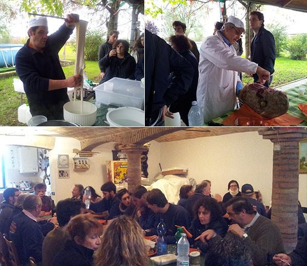 Incontro sociale a Reggio Emilia con varie attività (in alto a sinistra dimostrazione produzione formaggi in casa) - Con un particolare ringraziamento a Bruno Zannoni e famiglia per la deliziosa