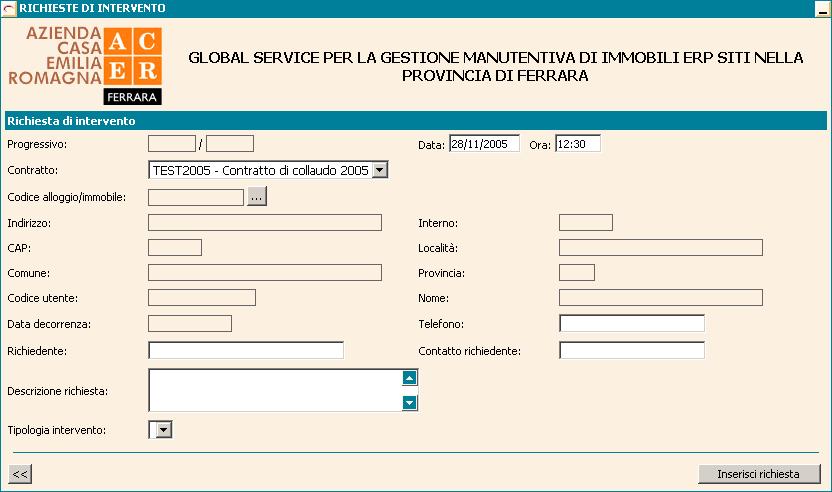 4.2 Compilazione di una nuova richiesta La compilazione di una Richiesta di Intervento è una procedura molto semplice.