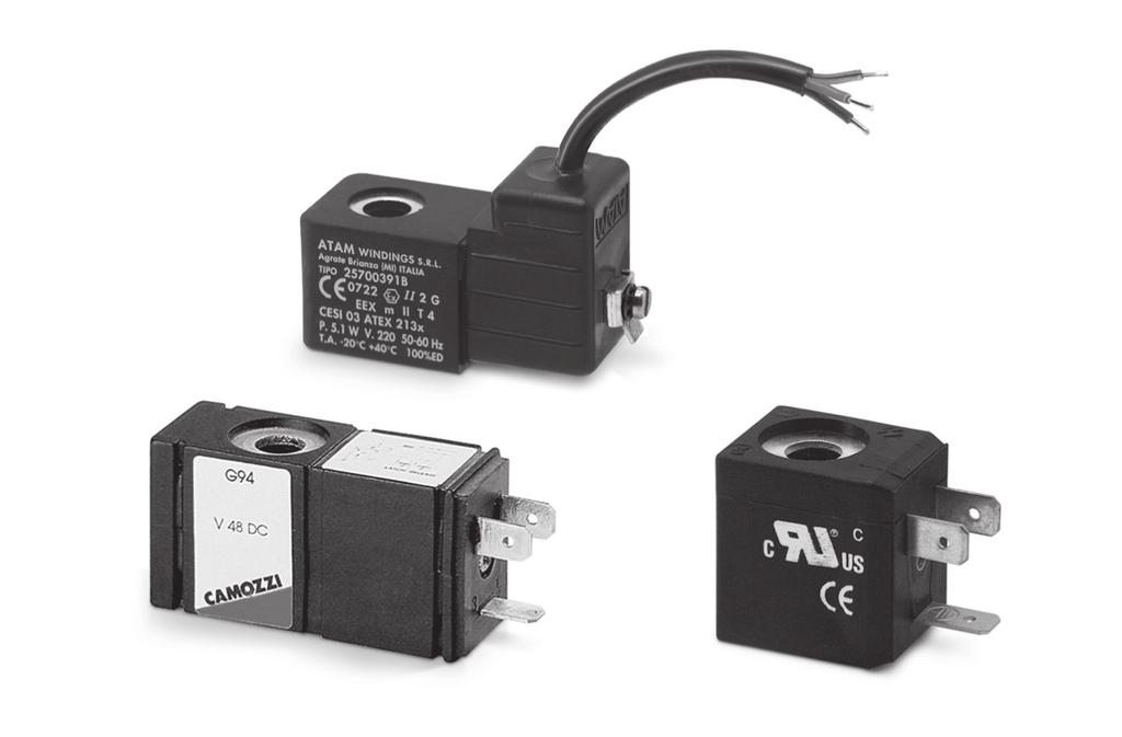 NA consente il montaggio di diversi tipi di solenoide. Mod. G9: solenoidi di tipo speciale con memoria incorporata per comando ad impulso. Mod. H8: solenoidi antideflagranti e adatti per ambienti potenzialmente esplosivi (ATEX).