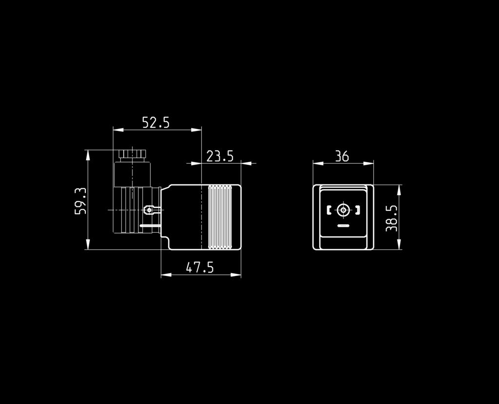 Solenoidi Mod. B8*K Connessioni: bipolare più terra DIN 43650 (forma A) I modelli B8*K sono da utilizzare solo con alcune elettrovalvole Serie CFB (Mod. CFB-D1..., / NO).