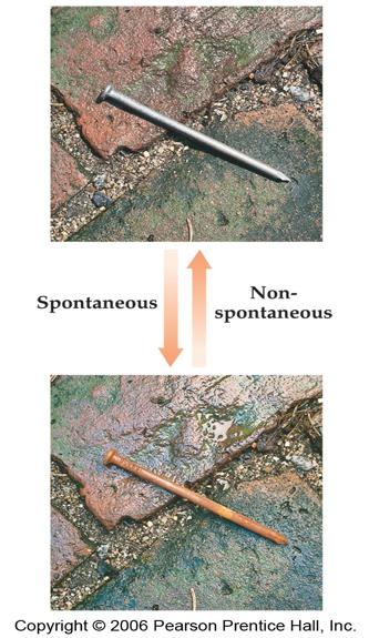 Spontaneità delle reazioni Processi che sono spontanei in una direzione non lo sono nella