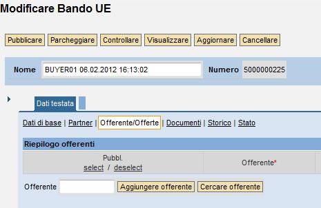 Gestione documentazione Bando Dopo aver inserito