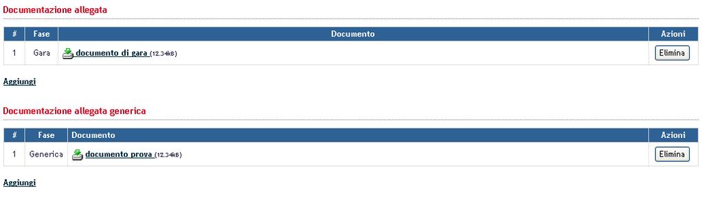 Nel dettaglio di gara i documenti allegati vengono suddivisi in due sezioni