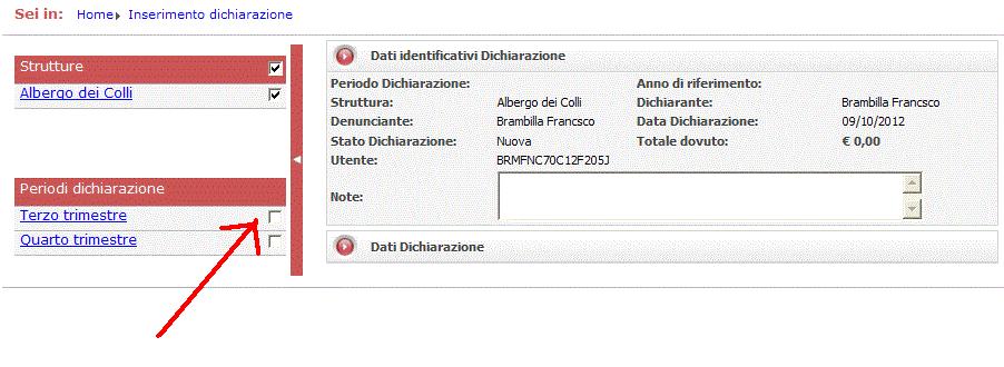 NUOVA: Da qui occorre selezionare il trimestre oggetto