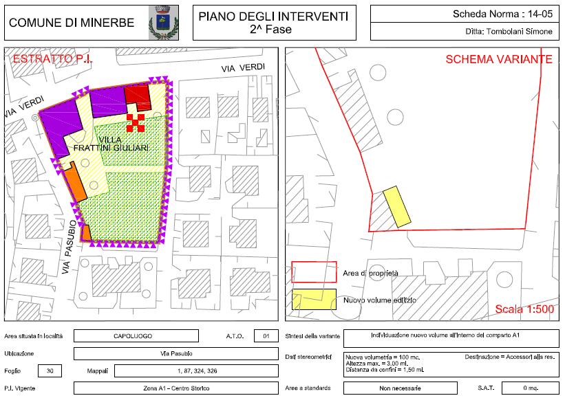 Scheda norma 14 05: è relativa all individuazione, nel Capoluogo di Minerbe, di un nuovo volume di 100 mc.