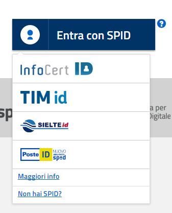 c) MODALITA DI ACCESSO con SPID (per tutti i dispositivi): Selezionare un gestore dall elenco e