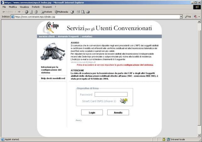 Pagina Web delle convenzioni Selezionando Istruzioni per la configurazione del sistema, si accede ad una pagina dove sono riportate tutte le informazioni necessarie per lo scarico e l installazione