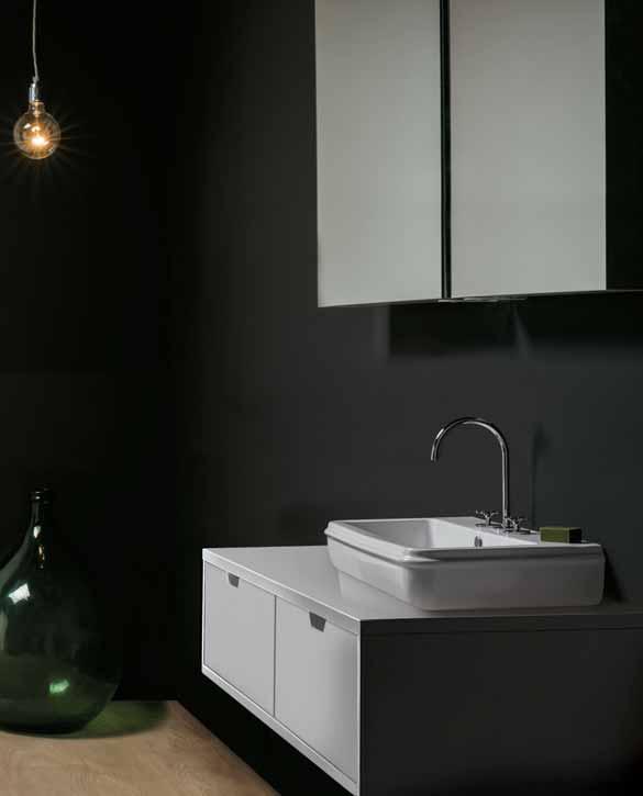 CHA290 cm 90 wall-hung/over counter washbasin. lavabo CHARME cm 68 su mobile 170 laccato bianco opaco.
