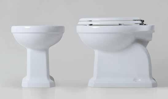 LINEA collection taps and fittings for bidet floor wc with low-level cistern. GC 1800 white polyester cover-seat 01.