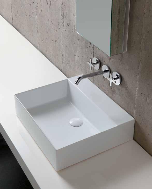 EQA 75 cm 75x45 over-counter/ wall-hung washbasin. lavabo appoggio SQUARED cm 50x45 EQA 50.