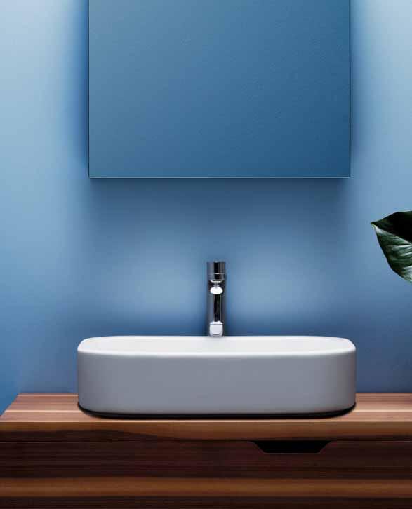 lavabo appoggio cm 60 GLZ 260/APP su mobile in walnut, specchio MIRROR