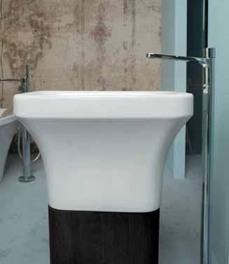 lavabo freestanding TUL 200FR su colonna finitura in rovere TUL