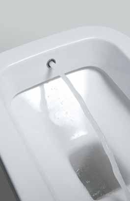 Un miscelatore monocomando posizionato sulla parete accanto al wc regola il volume e la temperatura dell acqua che fuoriesce da un areatore posizionato dentro il vaso e garantisce un flusso di acqua