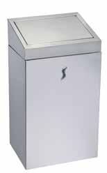 opening with pedal Ideal to collect sanitary towels Lid includes a soft-close system Stainless steel keyed lock Brinox Gettacarte con coperchio push Acciaio inox AISI 304 brillante o AISI 201