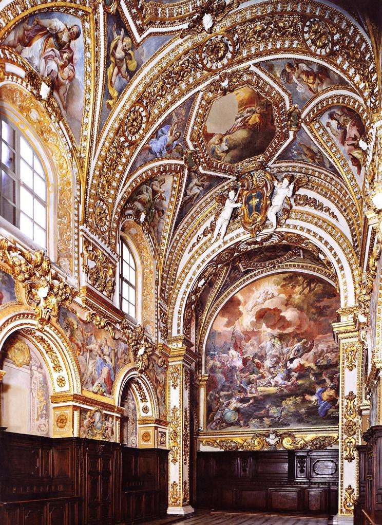 Particolare delle decorazioni della Sacrestia, con affresco della Conversione di San Paolo,