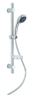 acciaio inox con porta sapone, flessibile doppia aggraffatura 1,5 mt 0516392 10 AURORA - Kit 3 getti, asta 66 cm