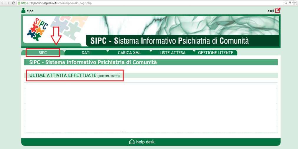 Effettuato l ingresso si è indirizzati alla pagina Ultime attività effettuate che visualizza uno schema riassuntivo degli inserimenti per il proprio territorio.