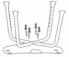 ITALIANO 5 7.1.2 RS702 A. Montare i tubi a forma di L sullo schienale; B. Fissare le 4 viti nei fori predisposti in modo da fissare le gambe alla seduta girevole; C.