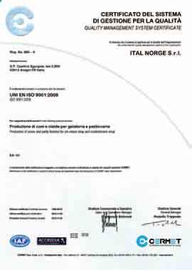 I coni, le cialde ed i semilavorati per pasticceria Norge venduti in questo esercizio sono garantiti dalla Certificazione di Qualità ISO 9001:2008.