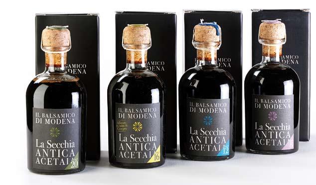 Il Balsamico di Modena Il Balsamico di Modena dell Antica Acetaia La Secchia è un prodotto artigianale ottenuto da materie prime genuine di altissima quialità, senza l utilizzo di additivi chimici o