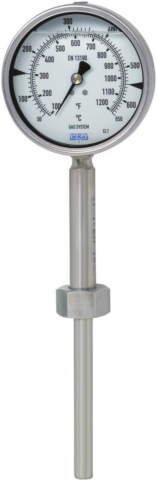 Misura di temperatura meccanica Termometro a gas Elevata resistenza alle vibrazioni Modello 75, versione in acciaio inox Scheda tecnica WIKA TM 75.