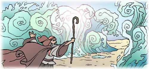 Mosè allora distese il suo braccio e Dio mandò un vento dall est, che divise le acque, e il suo popolo passò.