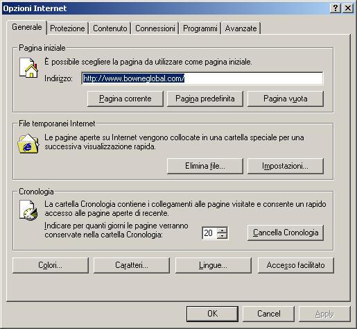 Installazione di Web Client Per configurare Microsoft Internet Explorer: 1. Aprire Microsoft Internet Explorer. 2. Fare clic su Strumenti > Opzioni Internet.