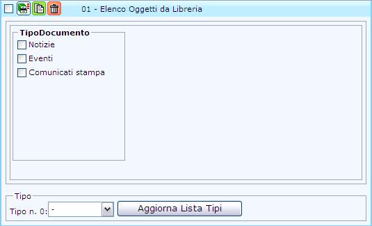 1.1.1.4.2 Oggetto Elenco oggetti da Libreria NOTA. Questo oggetto di Pagina è presente nella toolbar dell Editor Visuale solo se il Modulo Libreria è stato preventivamente attivato (v. 1.