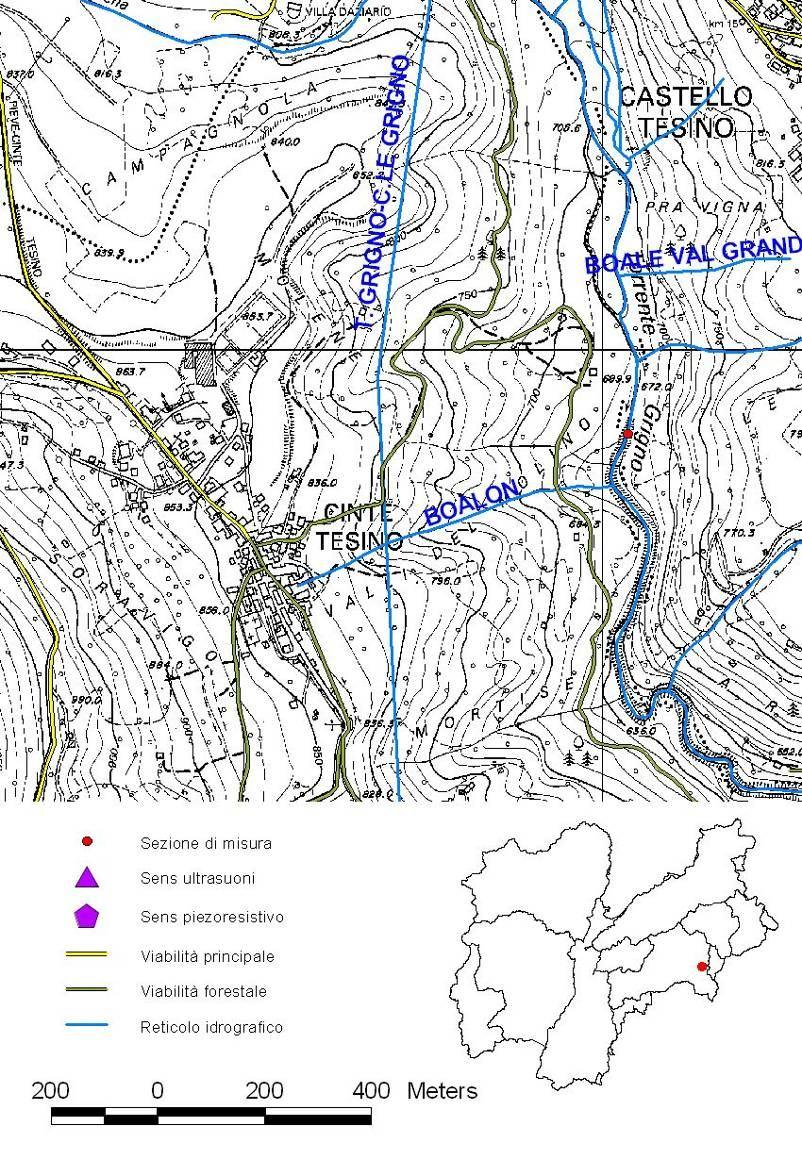 GRIGNO A CINTE TESINO CARATTERISTICHE GENERALI - SEZIONE DI INDAGINE BACINO IDRICO DI 1 LIVELLO Brenta SUPERFICIE BACINO 73,0 km 2 LOCALITÀ CORPO IDRICO GEOMETRIA SEZIONE CONDIZIONE SPONDE CONDIZIONE