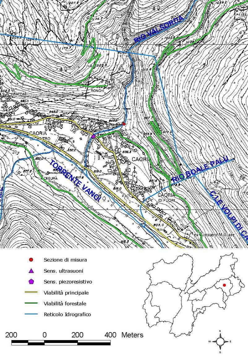 CAORIA - VALSORDA CARATTERISTICHE GENERALI - SEZIONE DI INDAGINE BACINO IDRICO DI 1 LIVELLO Vanoi SUPERFICIE BACINO 49,3 km 2 LOCALITÀ CORPO IDRICO GEOMETRIA SEZIONE CONDIZIONE SPONDE CONDIZIONE