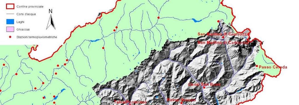 5.3.5. Pluviometria In mappa si rappresenta l ubicazione delle stazioni termopluviometriche da cui si sono ricavati i dati pluviometrici per il bacino. Figura 133.