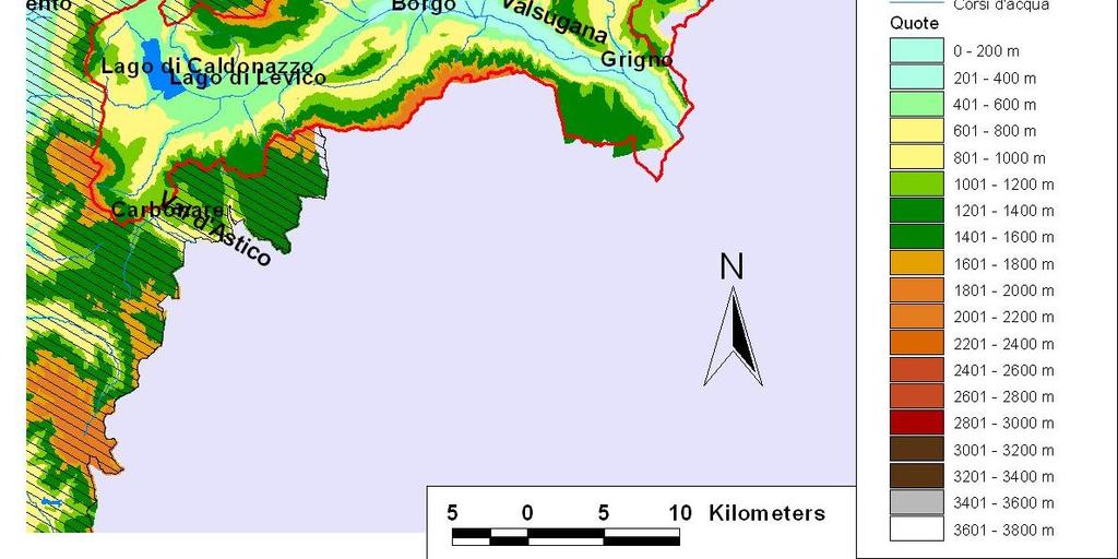 Provincia Autonoma di Trento. Tabella 1. Caratteristiche dei bacini di primo livello provinciali.