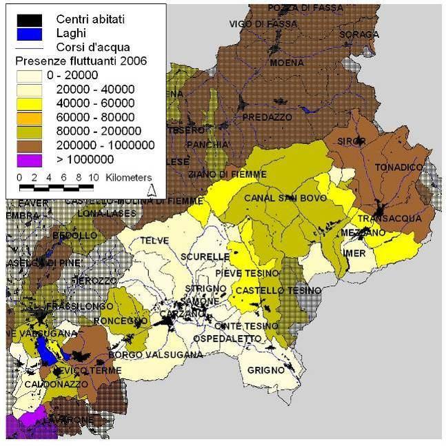 I Comuni con maggior presenza di residenti si concentrano nel fondovalle dell alta e media Valsugana (Levico Terme, Borgo Valsugana).