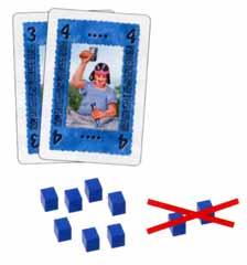 In caso di pareggio, vince il giocatore che ha piazzato per primo la carta sotto la cava. Una volta assegnati i cubetti per i diversi punteggi, le carte restano dove si trovano.