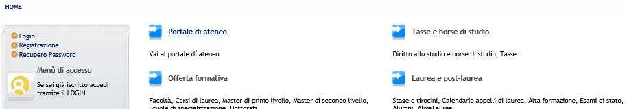 it/home.do SE LA REGISTRAZIONE E GIA STATA EFFETTUATA ANDARE DIRETTAMENTE ALLA SEZIONE IMMATRICOLAZIONE DI QUESTA GUIDA.