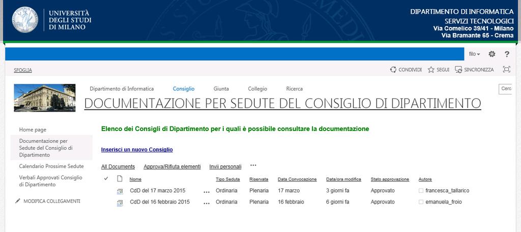 Tutti i componenti del Consiglio possono inserire documenti e cartelle per raggruppare i propri documenti all interno di una struttura creata sul modello dell OdG della seduta dalla segreteria