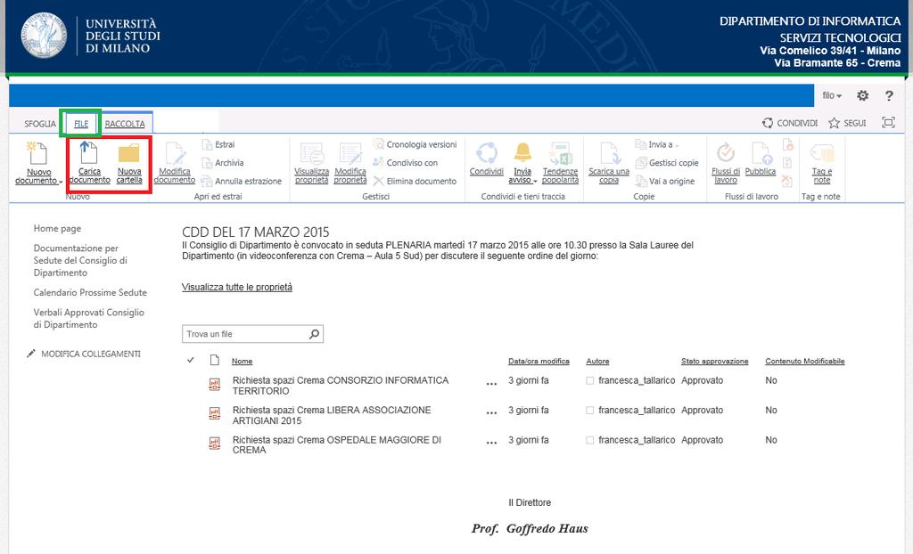 Se si fa click sul tab File si ottiene la seguente schermata: In rosso sono evidenziate le 2 azioni che può