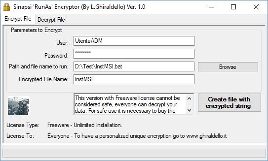 4.3 Esempio 3 Esecuzione di un programma *.msi. Per eseguire un programma Microsoft Installer (msi) occorre generare un file batch che al suo interno contiene la chiamata a tale file.