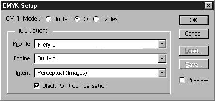 Caricamento del profilo ICM Il profilo ICM della stampante consente di effettuare le conversioni da RGB-a-CMYK specifiche per la stampante utilizzata.