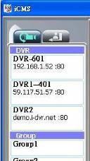 9-3 DVR, Gruppi & Eventi Icona Descrizione Visualizza la lista dei DVR collegati e registrati nel Gruppo DVR.