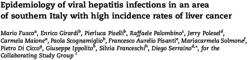 3) Epidemiologia analitica: esempi studio di popolazione HCV-HBV, ex ASL NA4 Prevalence of HCV and/or HBV