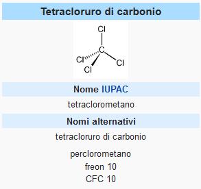 Tetracloruro di carbonio Tetracloruro di carbonio o tetraclorometano A temperatura ambiente è un liquido apolare, volatile, dal caratteristico odore dolciastro, avvertibile anche a basse