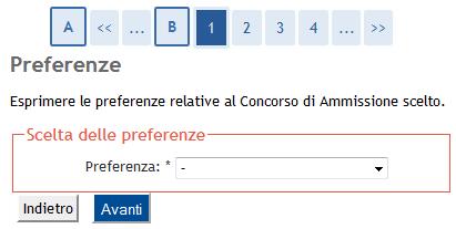 Scegli Procedimento selettivo per trasferimenti/passaggi alle lauree triennali ( ) e clicca il pulsante per procedere. Fig.