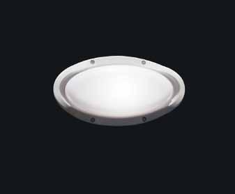 110 170 Ceiling or wall mounted external luminaire, epoxy powder coated die-cast aluminum body. opal polycarbonate diffuser. equipped with led or compact fluorescent lamps.
