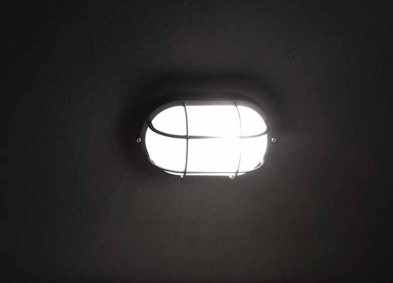 furva plafoniera da soffitto o da parete per esterno, corpo, anello e gabbia in alluminio pressofuso verniciato a polveri epossidiche. Diffusore in vetro prismato sabbiato.