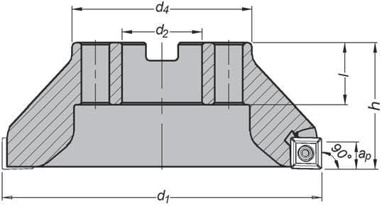 Frese a spallamento Serie M690 Frese a manicotto SD1204.. Quattro taglienti. Spallamenti a 90. Eccellente per lavorazione di cave e profilatura.