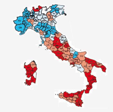 DISTRIBUZIONE PROVINCIALE DEL NUMERO DI BENEFICIARI INDENNITÀ DI ACCOMPAGNAMENTO